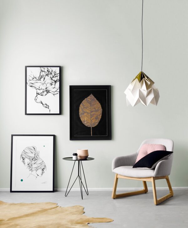 Origami design lamp goud en wit Moth XL